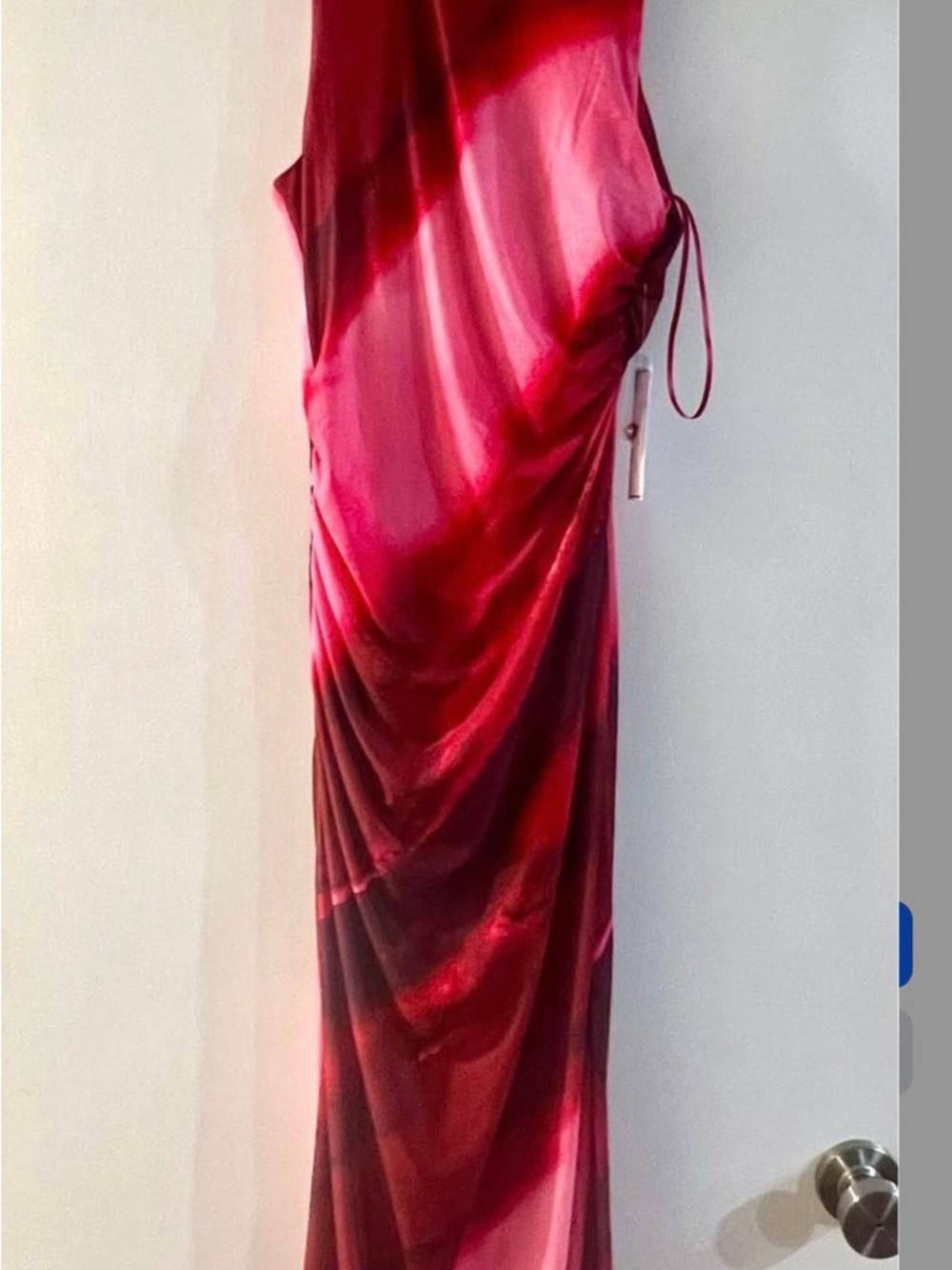 Satin Maxi Dress in Berry Pink-Red Ombre